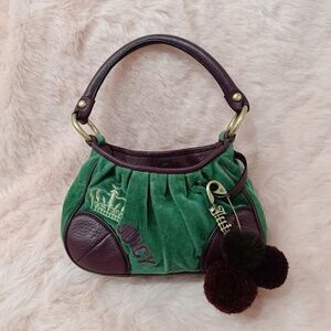 Juicy Couture Bag Purse Pom Pom Safety Pin Charm Authentic Vintage Crown Logo
